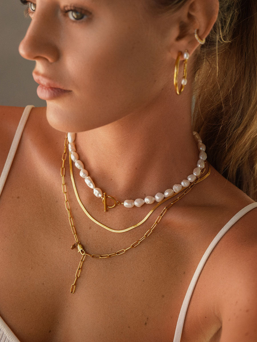 Coki Long Melli Halskette - Blau / Gold