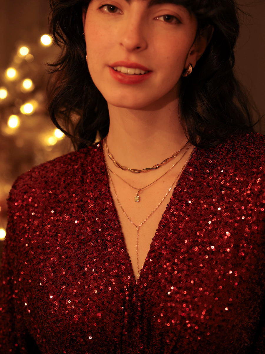 Coki Long Melli Halskette - Silber